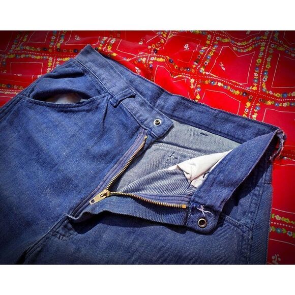 Vtg 1950s Rockabilly VLV Country Western Workwear Dark Denim Blue Jeans Sz 28-29 - Picture 4 of 7